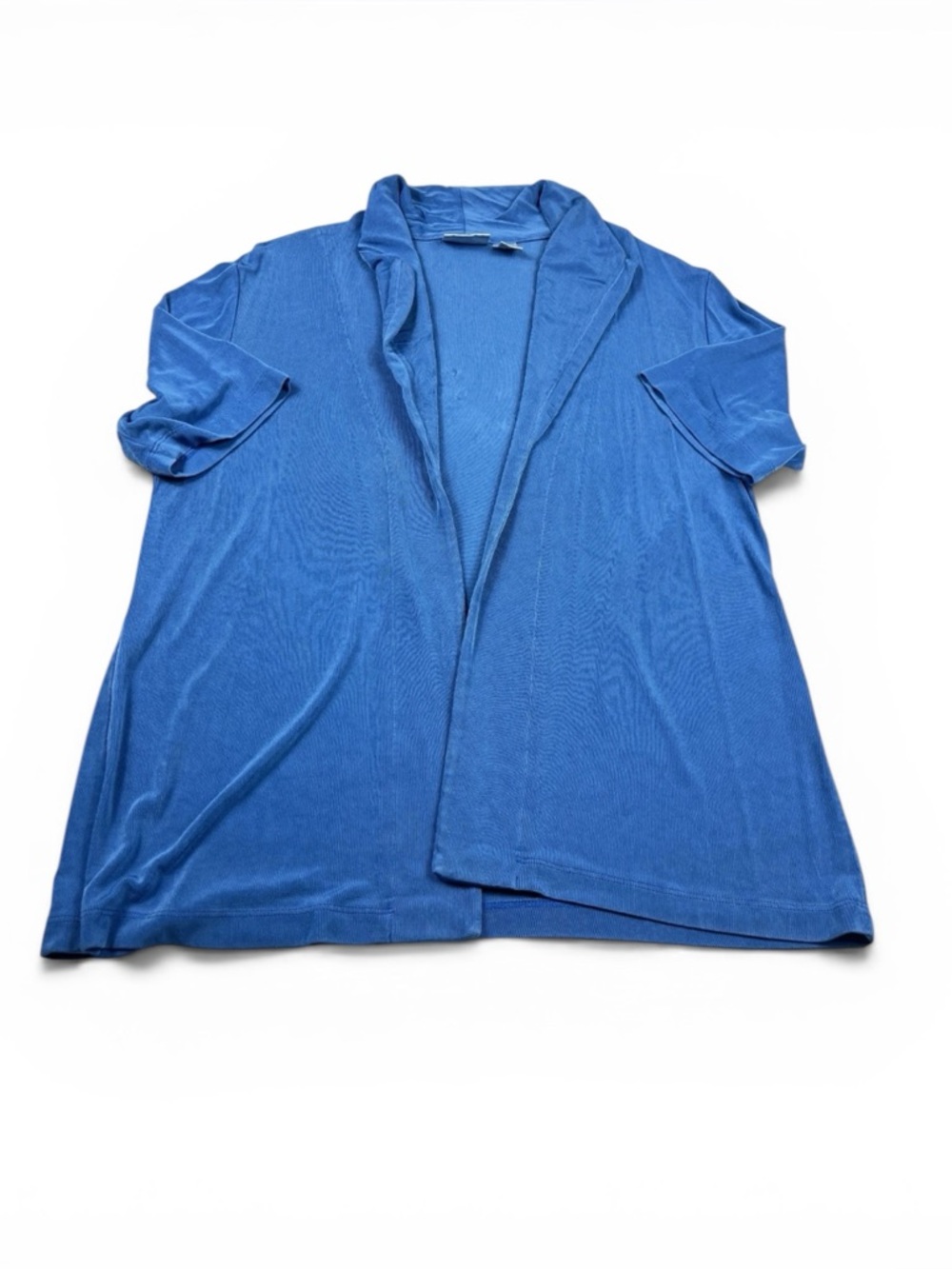 Chicos Travelers Draped Open Front Cardigan Top Blue Layering Relaxed Fit 3 XL